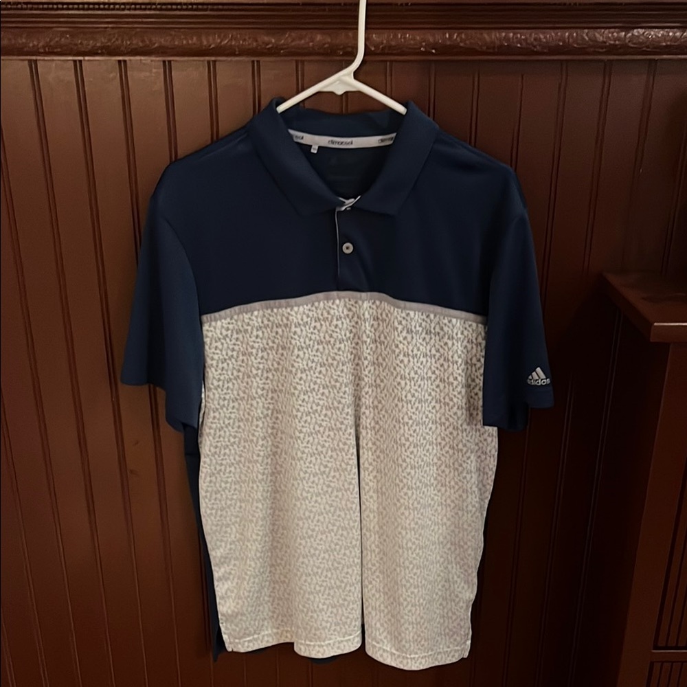 Adidas Men's Navy and White Golf Polo